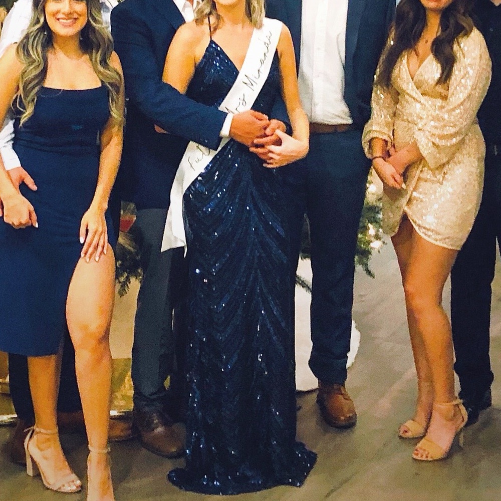 Aubrie Formal Sequin Scroll Dress